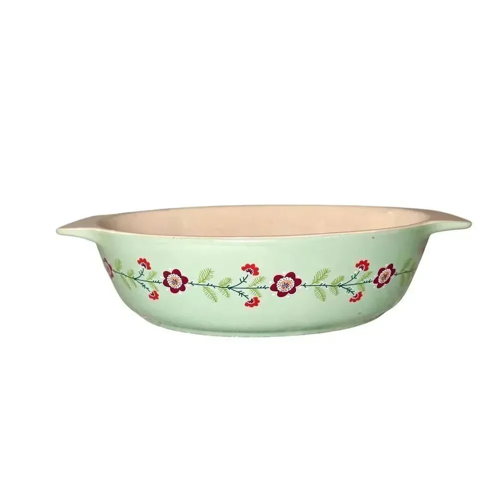 World Market Casserole Floral Oval Baking Dish Bakeware Ceramic